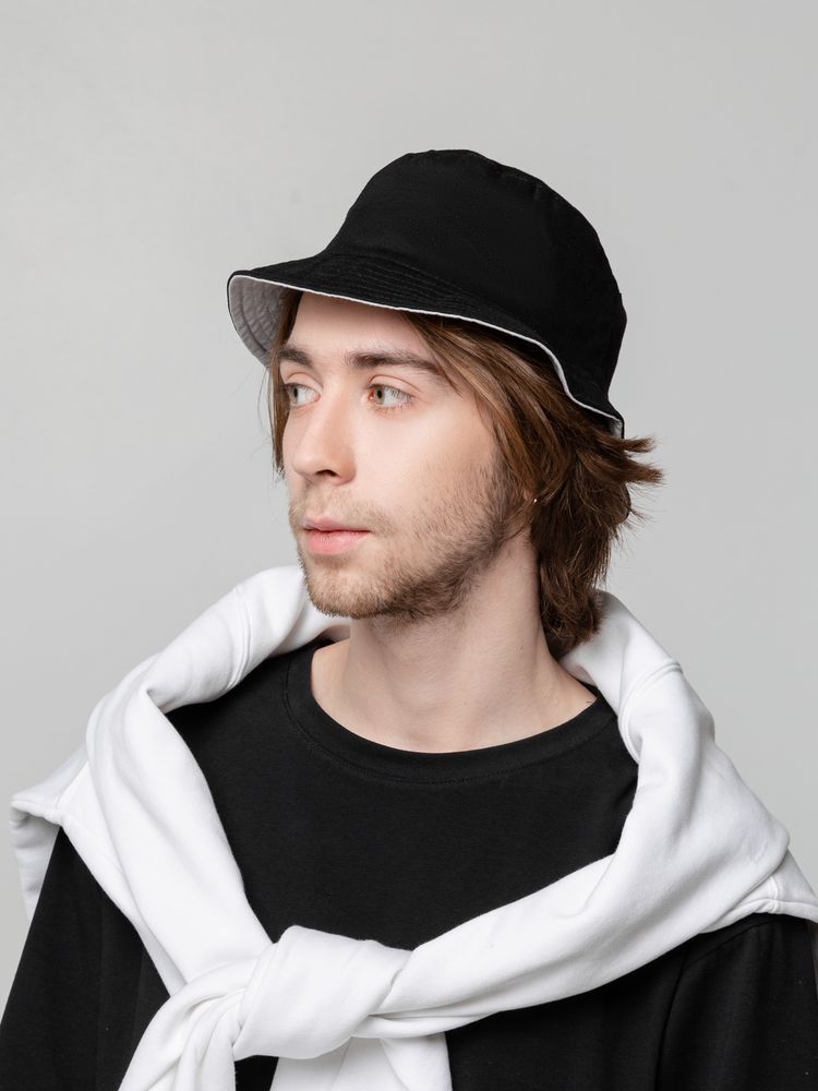 Панама Summer двусторонняя, черная с серым — изображение 7