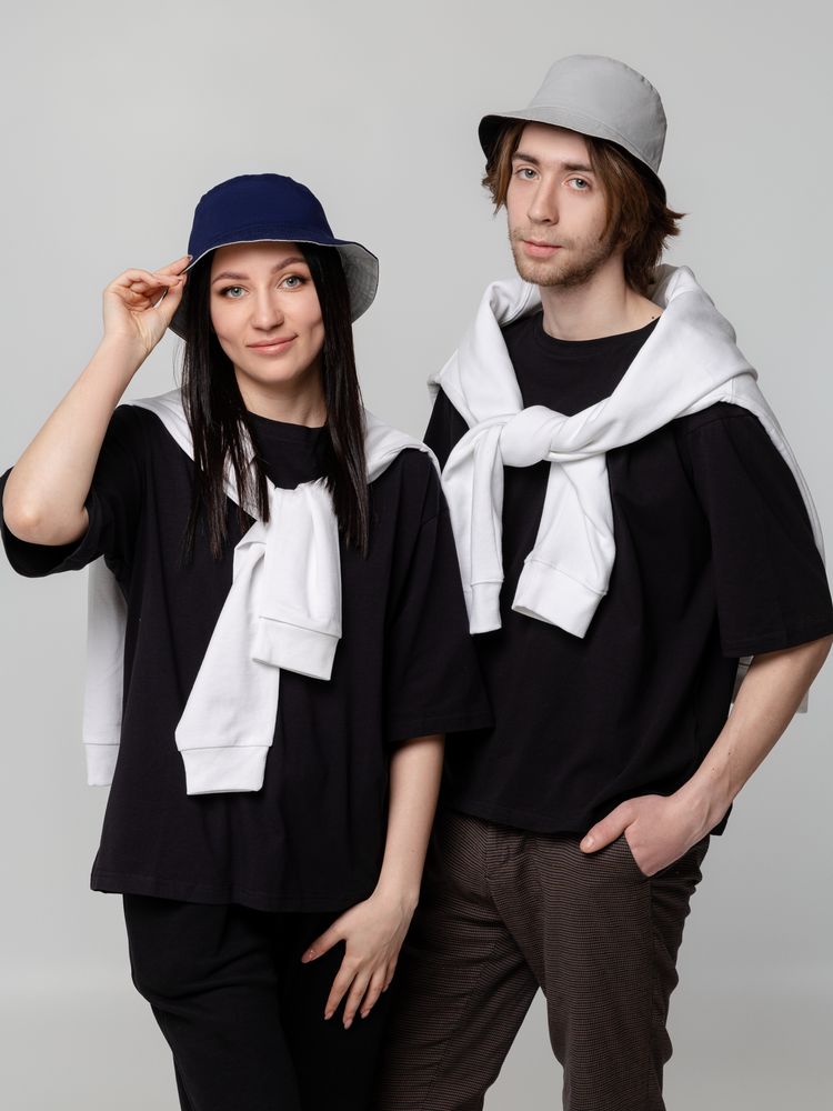 Панама Summer двусторонняя, синяя с серым — изображение 8