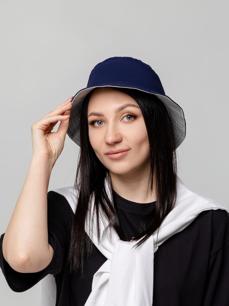 Панама Summer двусторонняя, синяя с серым — изображение 7