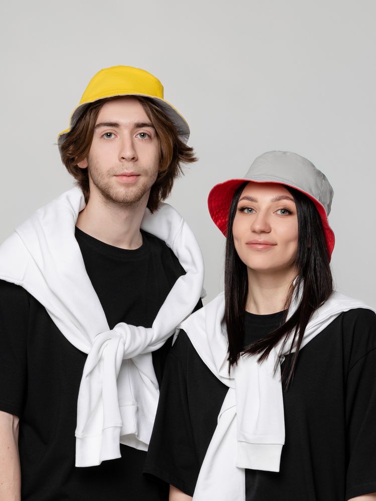 Панама Summer двусторонняя, желтая с серым — изображение 8