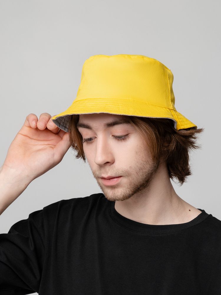 Панама Summer двусторонняя, желтая с серым — изображение 7