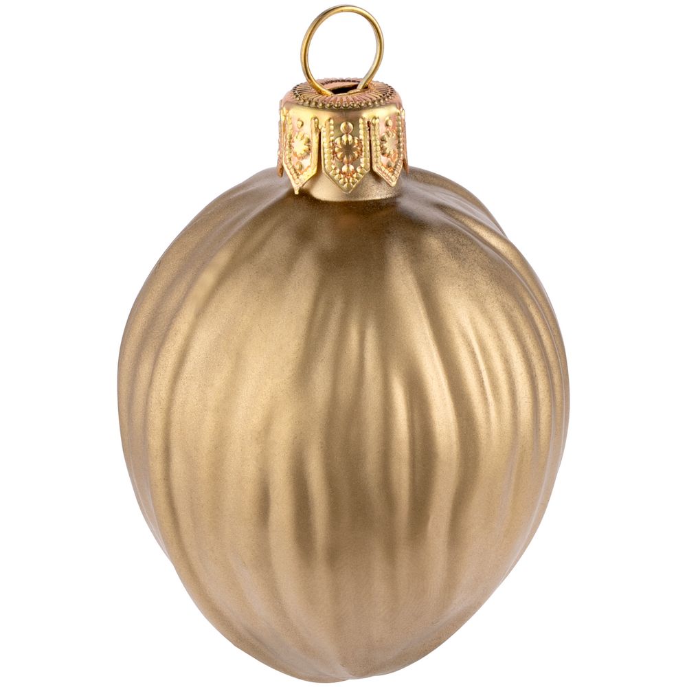 Елочная игрушка «Грецкий орех», матовое золото — изображение 4