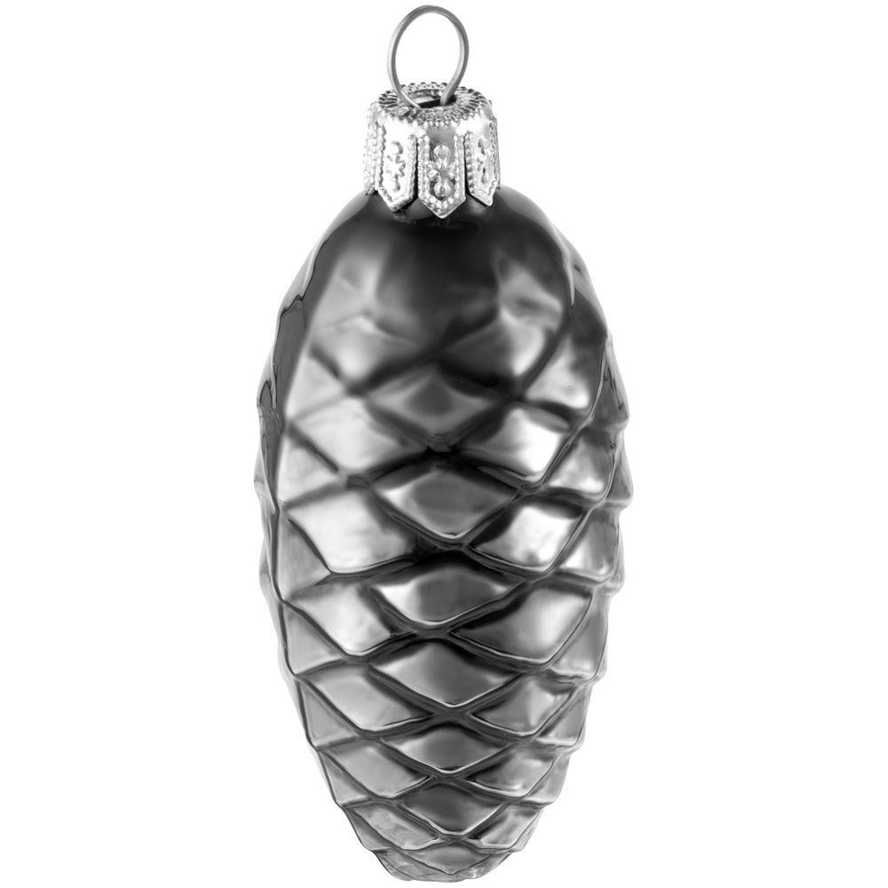 Елочная игрушка «Шишка», серая (графит) — изображение 4