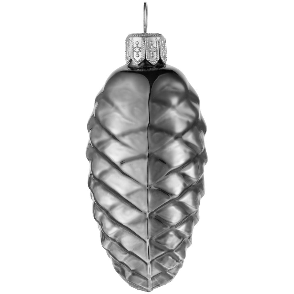 Елочная игрушка «Шишка», серая (графит) — изображение 3