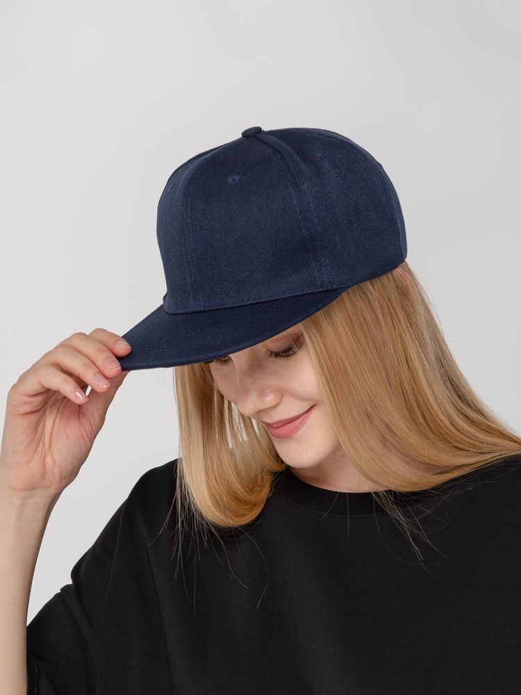 Бейсболка Snapback с прямым козырьком, темно-синяя — изображение 6