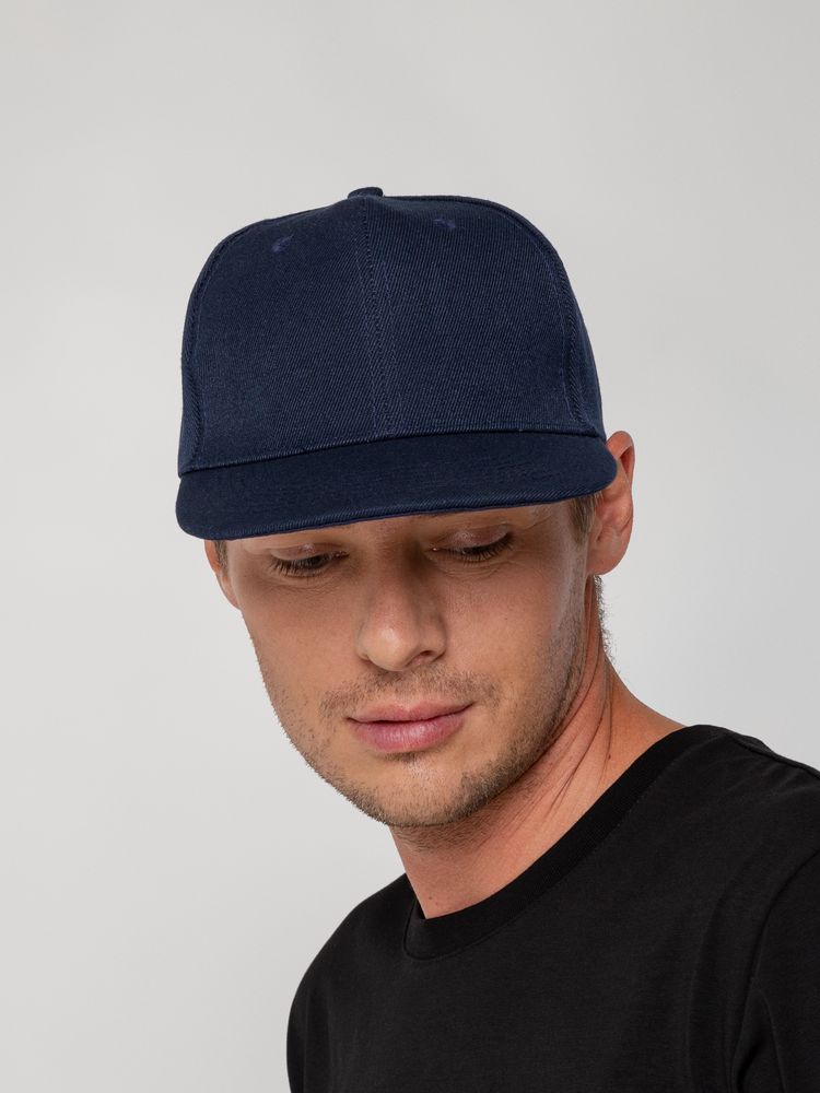 Бейсболка Snapback с прямым козырьком, темно-синяя — изображение 8