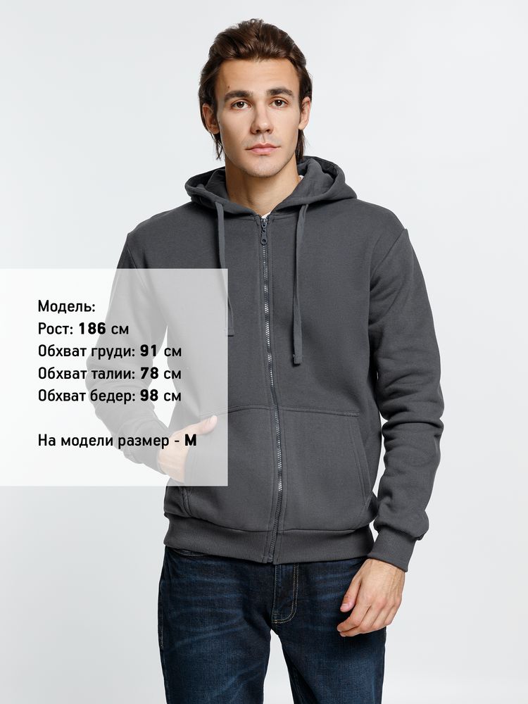 Толстовка на молнии с капюшоном Siverga Heavy 2.0, темно-серая (графит) — изображение 11