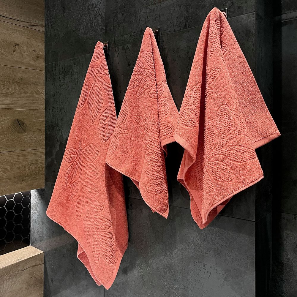 Полотенце махровое «Флора», среднее, оранжевое (персиковое эхо) — изображение 6