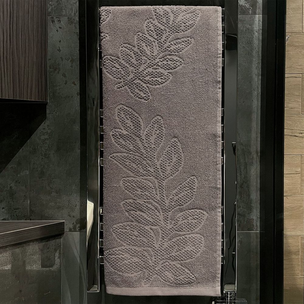 Полотенце махровое «Флора», среднее, коричневое (шитаки) — изображение 7