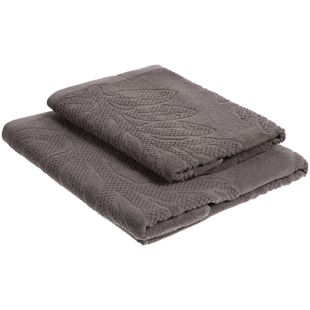 Полотенце махровое «Флора», среднее, коричневое (шитаки) — изображение 5