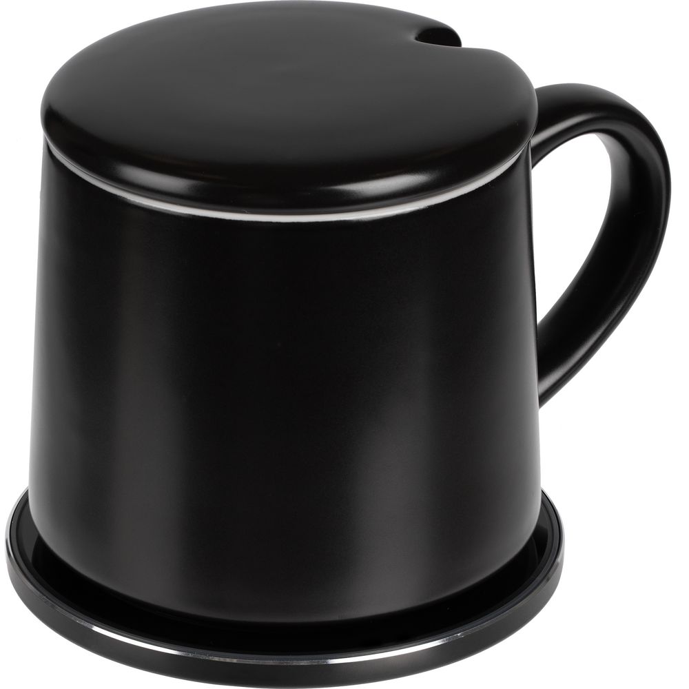 Кружка с подогревом и беспроводной зарядкой Dual Base ver. 2.0 Matt, черная — изображение 4