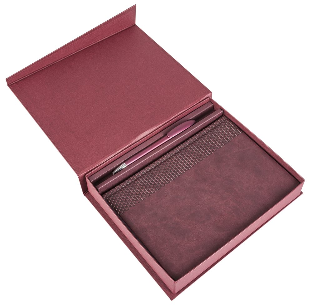 Коробка Duo под ежедневник и ручку, бордовая — изображение 5