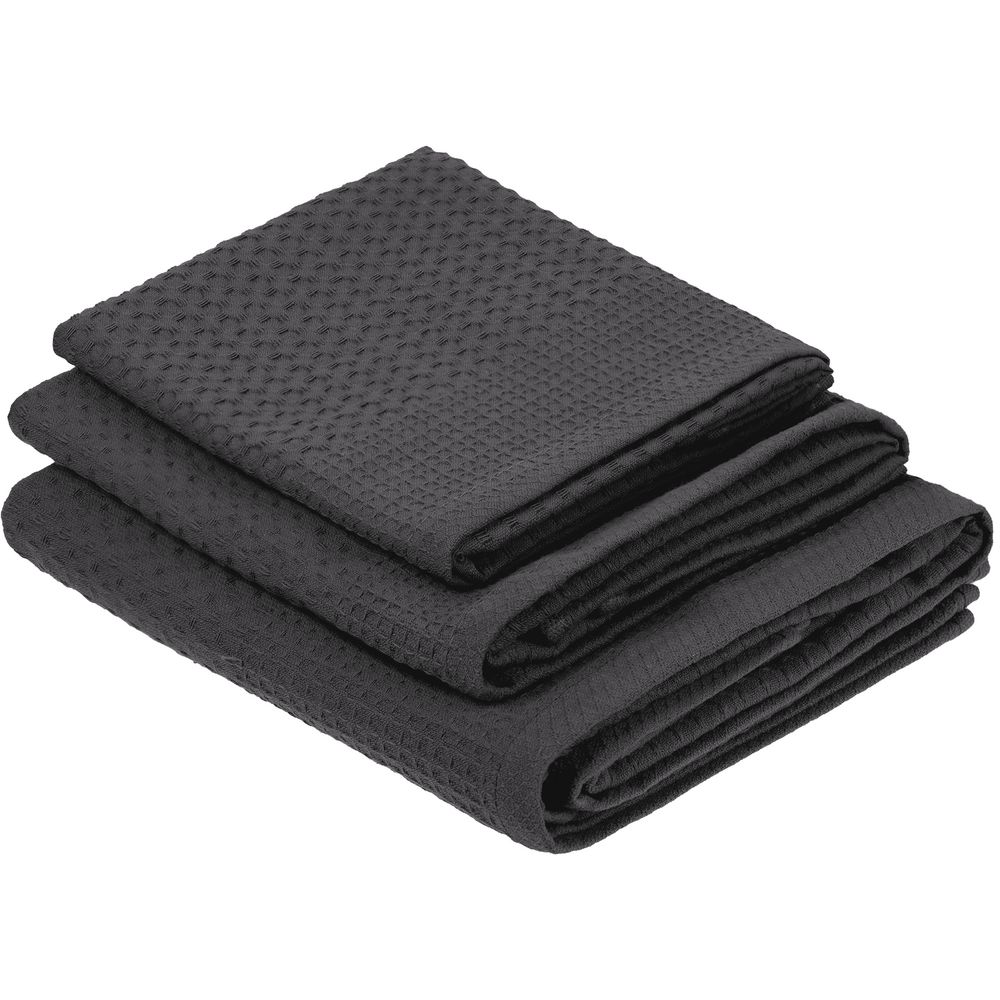 Полотенце вафельное «Деметра», большое, темно-серое — изображение 5
