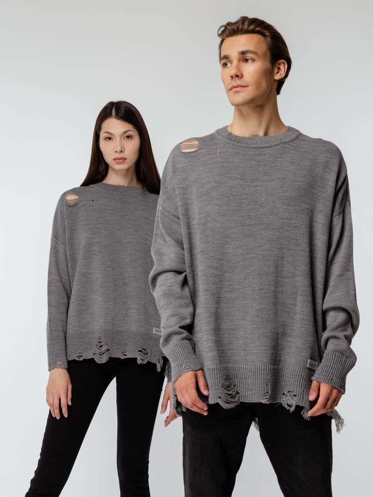 Джемпер оверсайз унисекс Grunge, серый — изображение 14