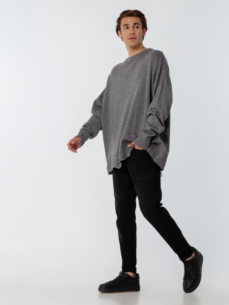 Джемпер оверсайз унисекс Grunge, серый — изображение 11