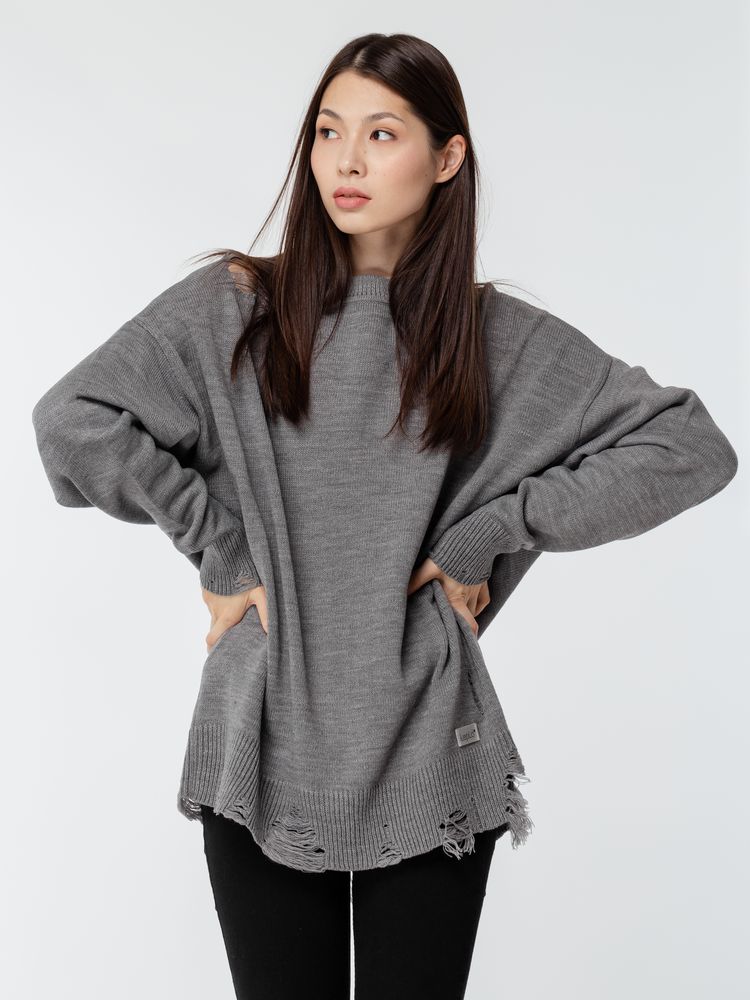 Джемпер оверсайз унисекс Grunge, серый — изображение 9