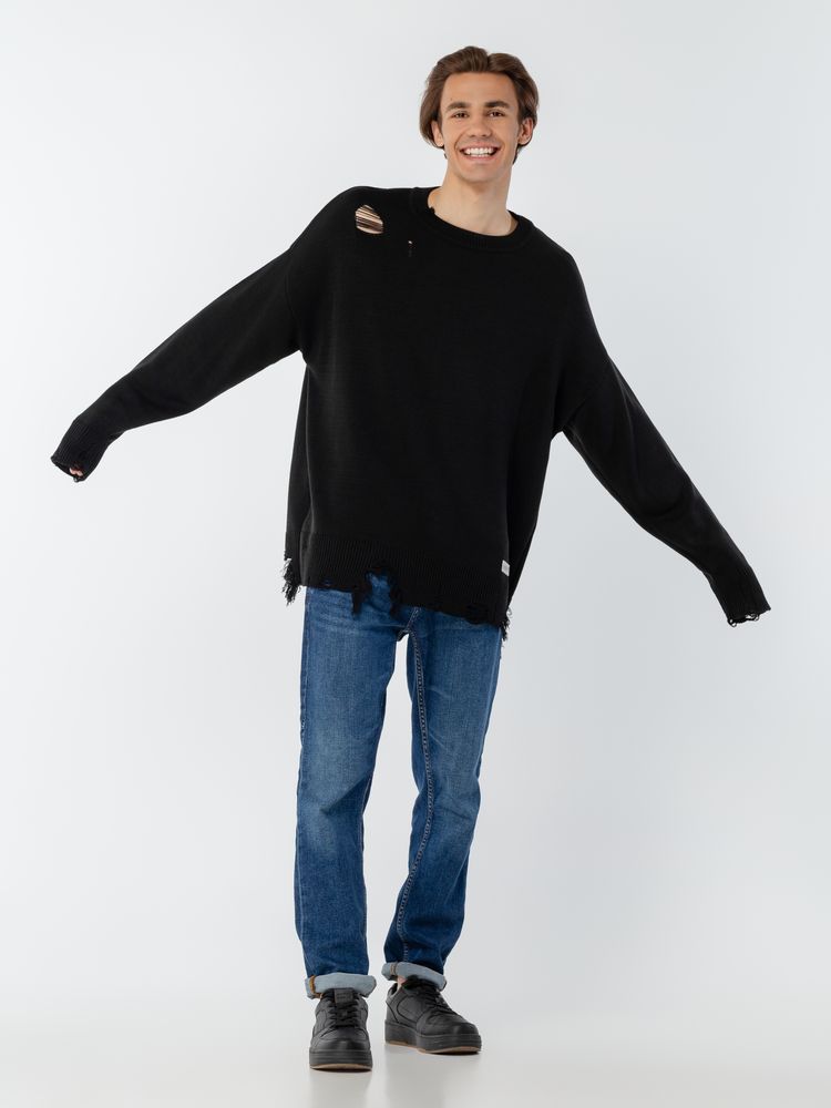 Джемпер оверсайз унисекс Grunge в сумке, черный — изображение 11