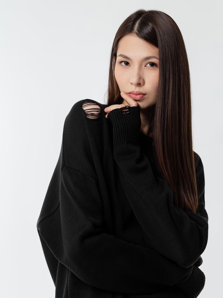 Джемпер оверсайз унисекс Grunge в сумке, черный — изображение 15