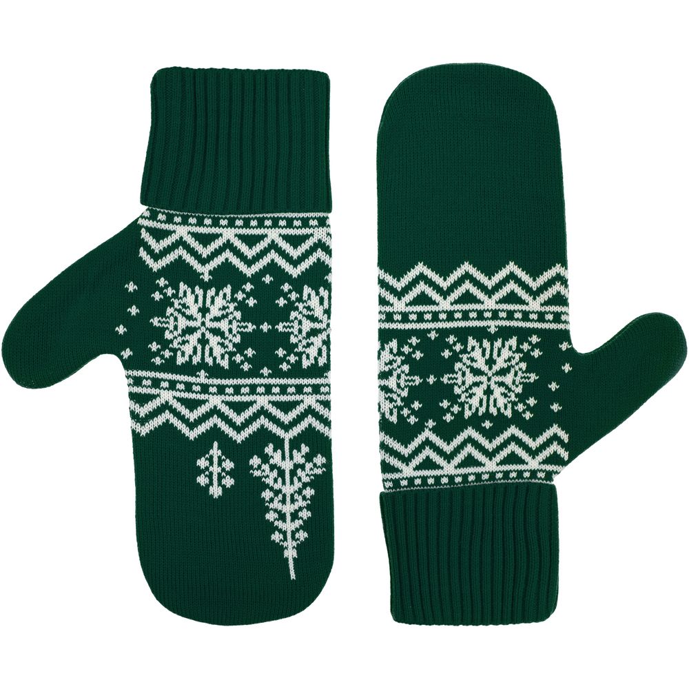 Варежки Elnik, зеленые с молочно-белым — изображение 3