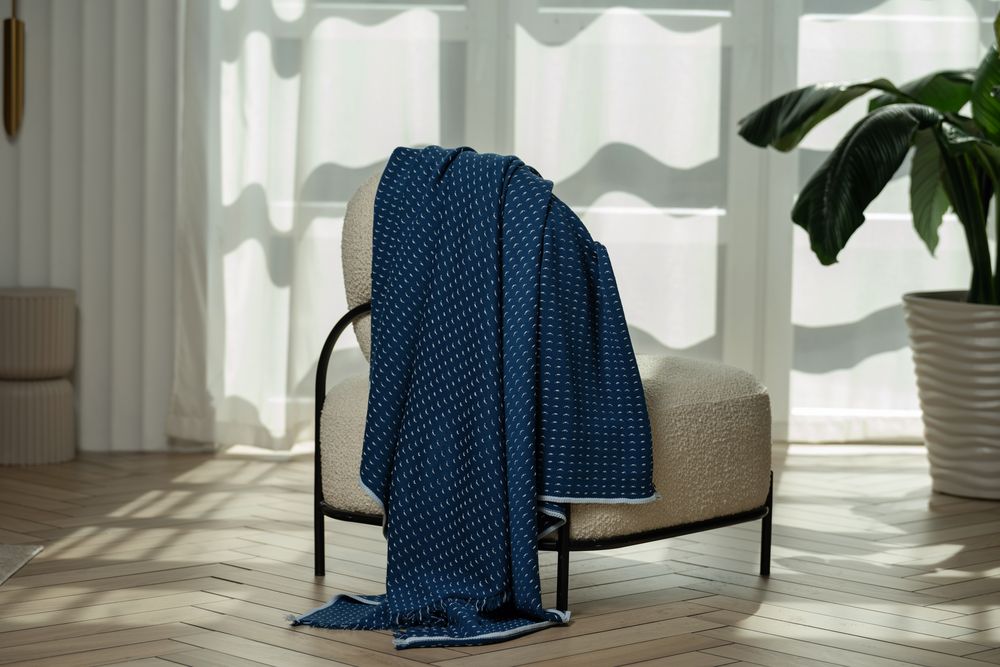 Плед Fringy, синий с голубым — изображение 7