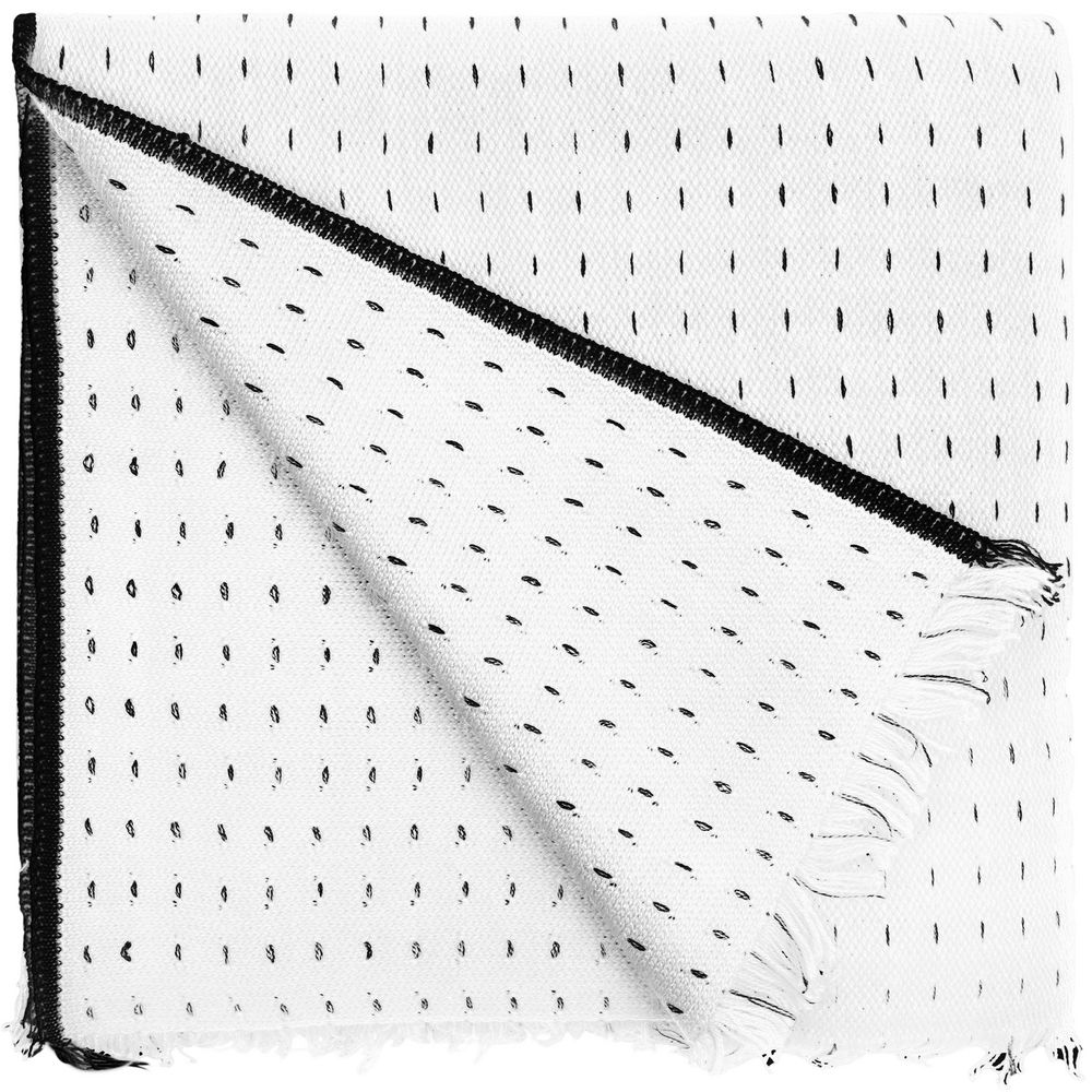 Плед Fringy, белый с черным — изображение 3