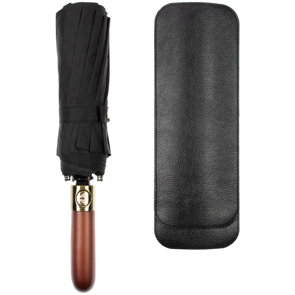 Зонт складной Cloudburst в подарочной упаковке, черный — изображение 5