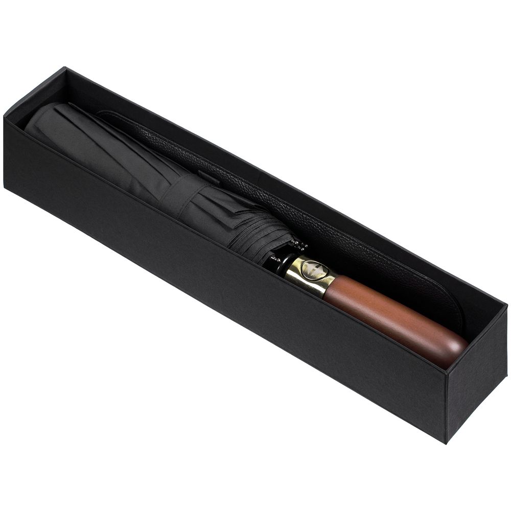 Зонт складной Cloudburst в подарочной упаковке, черный — изображение 9