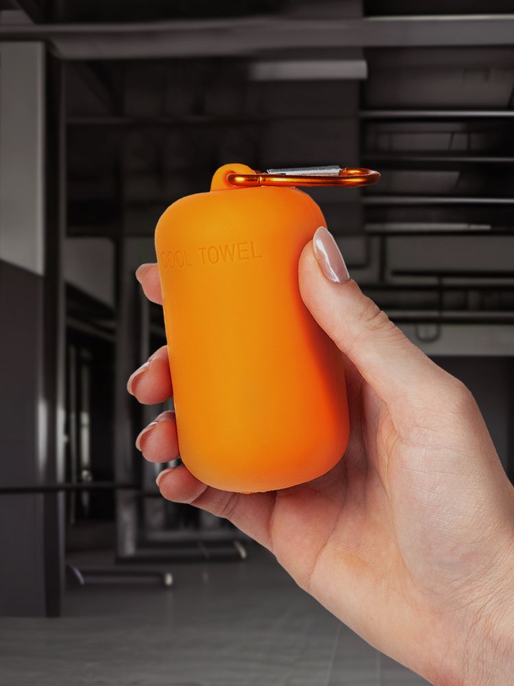 Охлаждающее полотенце Narvik в силиконовом чехле, оранжевое — изображение 7