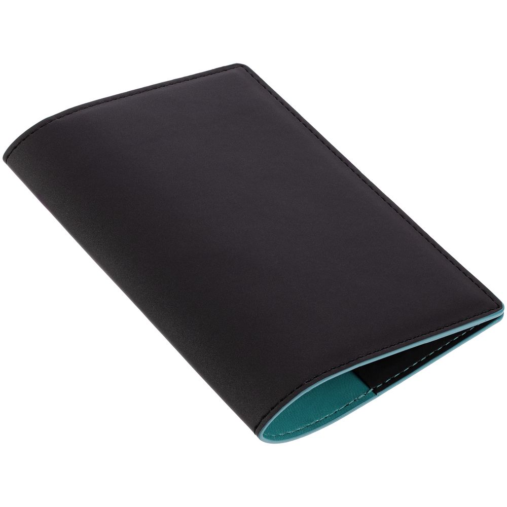 Обложка для паспорта Multimo, черная с бирюзовым — изображение 3
