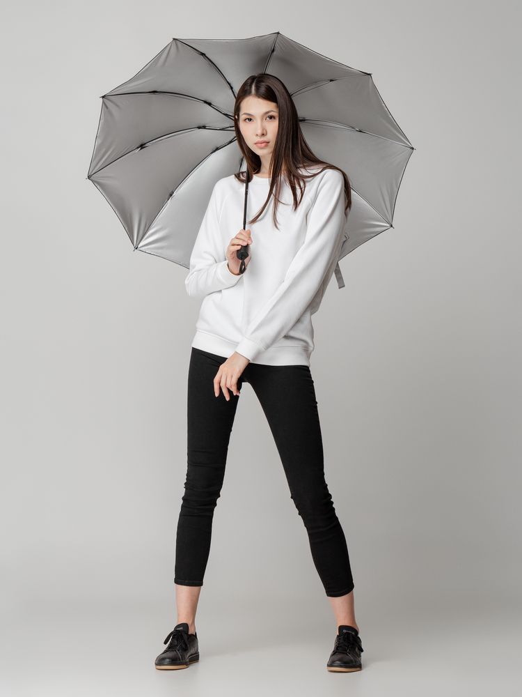 Зонт наоборот складной Stardome, оранжевый с серебристым — изображение 7