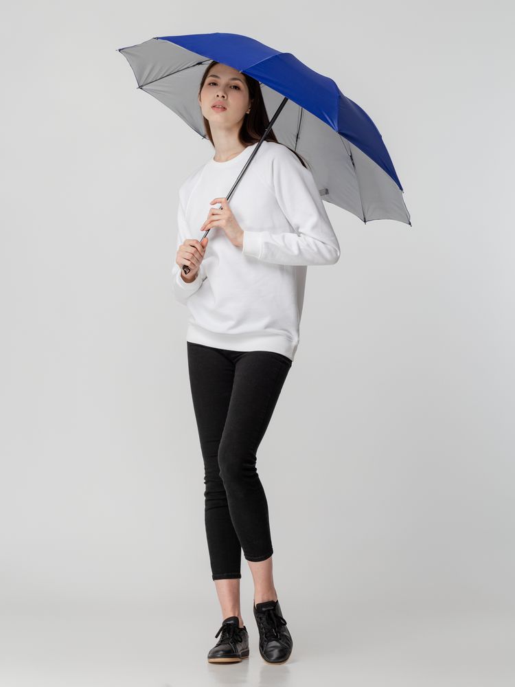 Зонт наоборот складной Stardome, синий с серебристым — изображение 7