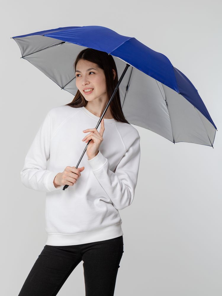 Зонт наоборот складной Stardome, синий с серебристым — изображение 8