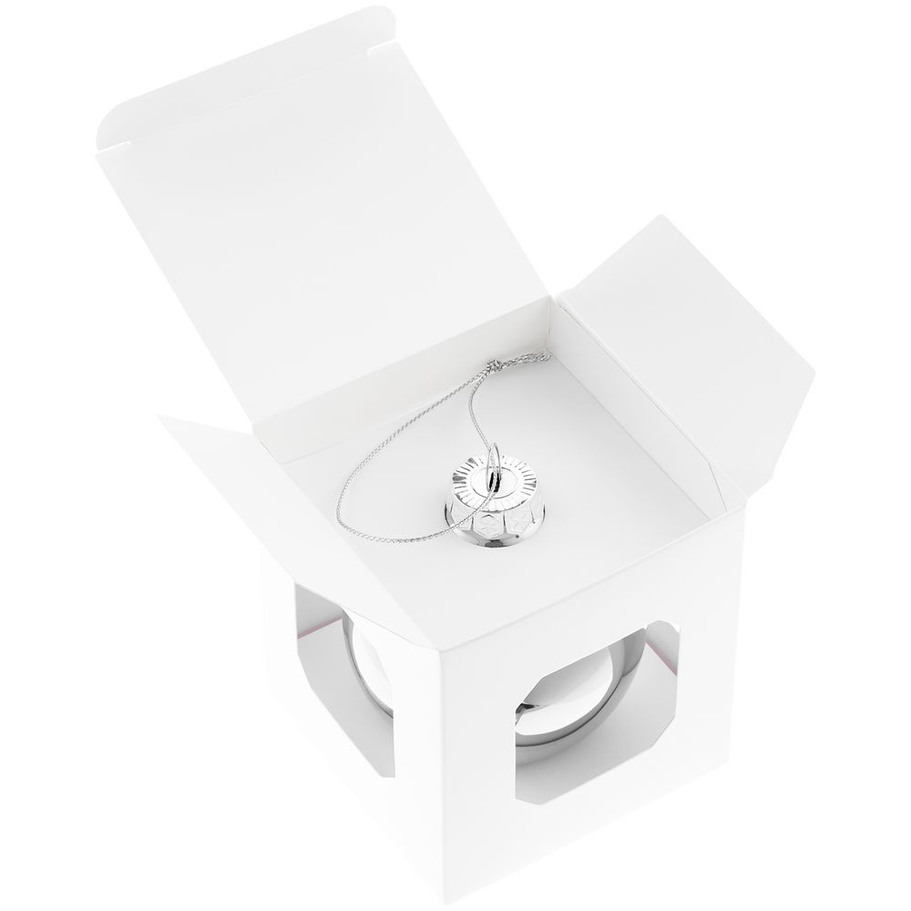 Елочный шар Finery Gloss, 8 см, глянцевый серебристый — изображение 4