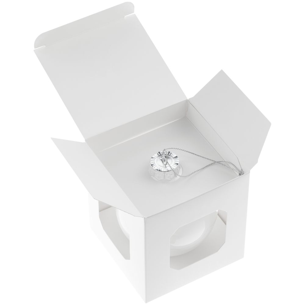 Елочный шар Finery Gloss, 8 см, глянцевый белый — изображение 4