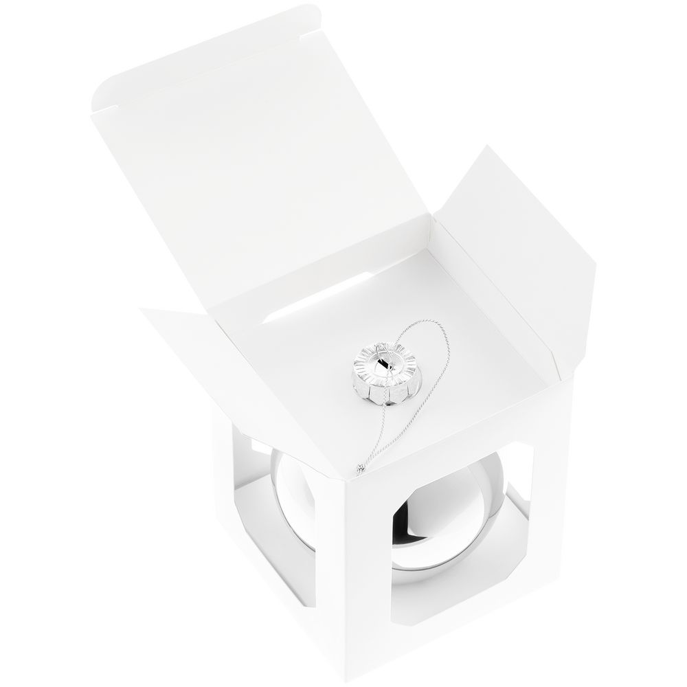 Елочный шар Finery Gloss, 10 см, глянцевый серебристый — изображение 5