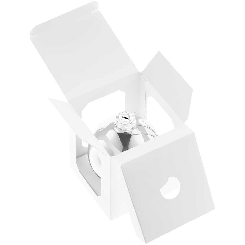 Елочный шар Finery Gloss, 10 см, глянцевый серебристый — изображение 6