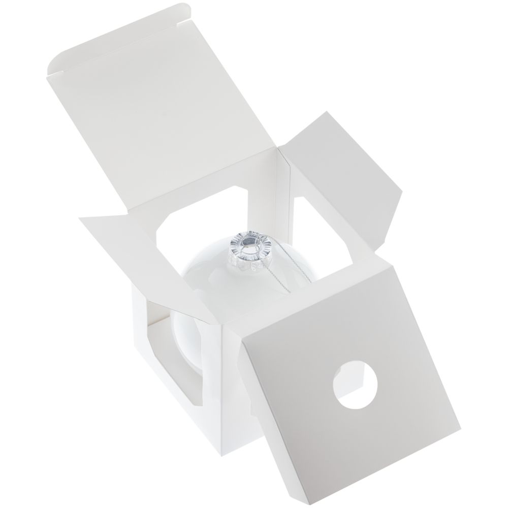 Елочный шар Finery Gloss, 10 см, глянцевый белый — изображение 6