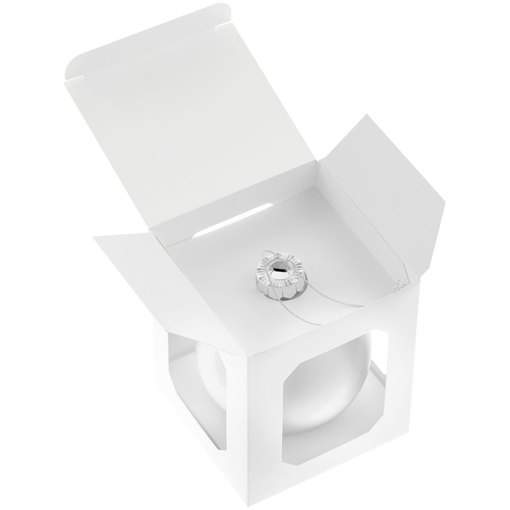 Елочный шар Finery Matt, 10 см, матовый белый — изображение 5