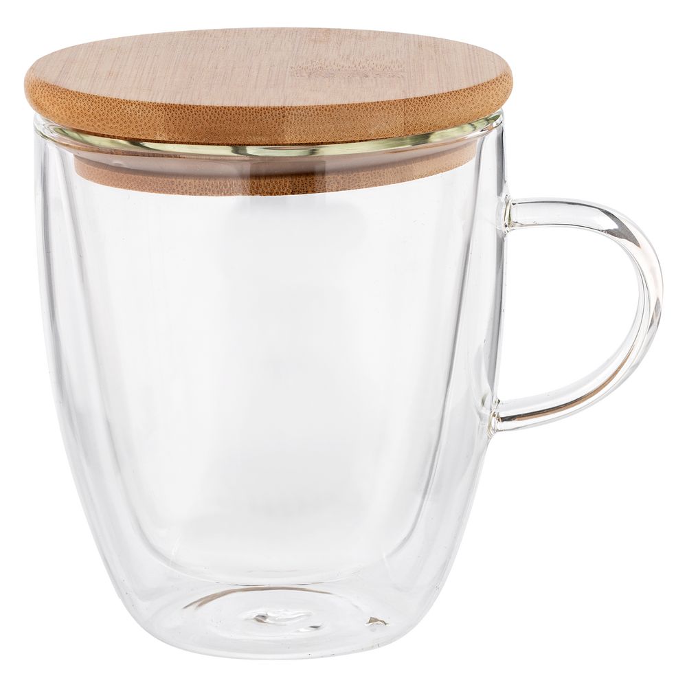 Кружка с двойными стенками Double Wall с бамбуковой крышкой — изображение 3
