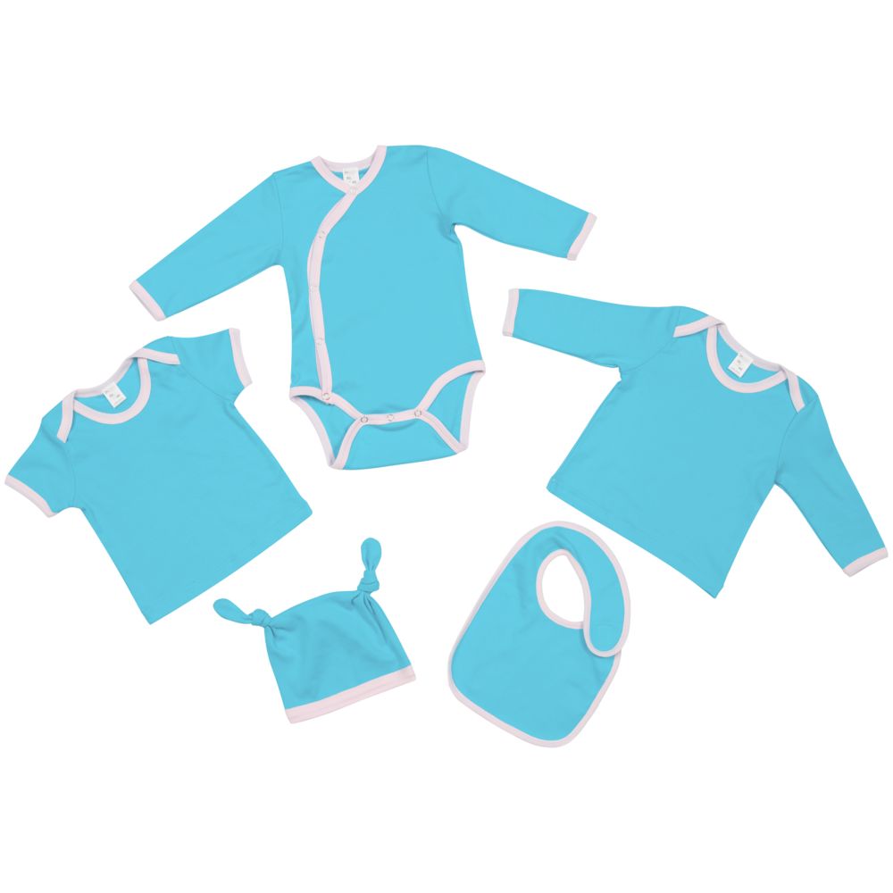 Футболка детская с длинным рукавом Baby Prime, бирюзовая с розовым — изображение 3