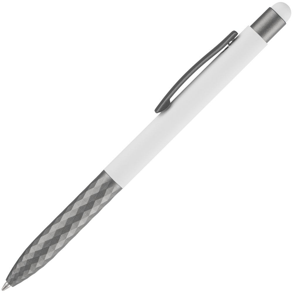 Ручка шариковая Digit Soft Touch со стилусом, белая — изображение 3
