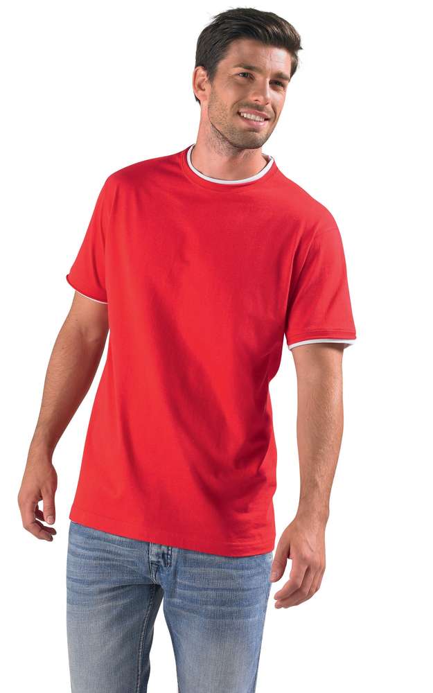 Футболка мужская с контрастной отделкой Madison 170, красный/белый — изображение 5