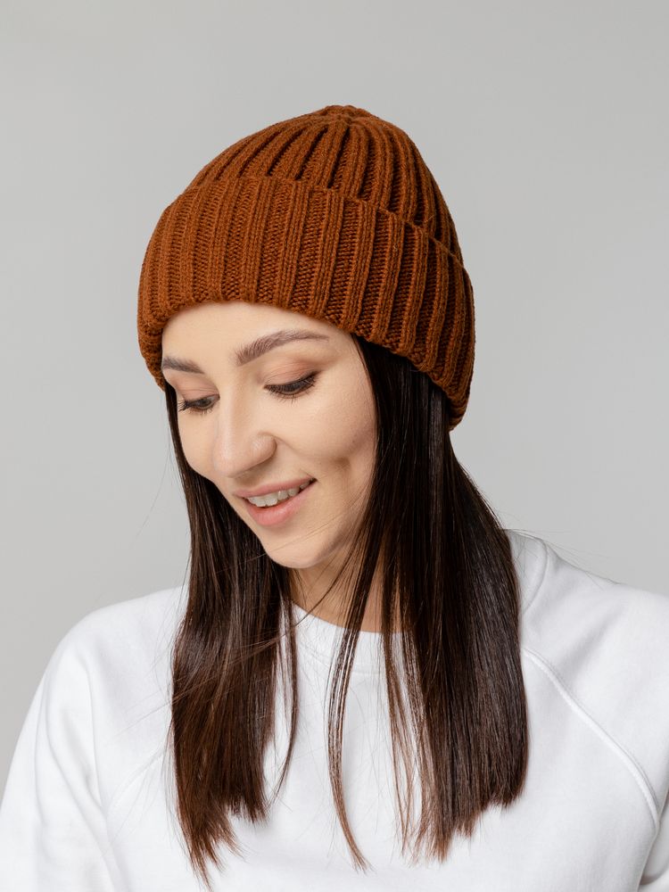 Шапка Uni, коричневая (терракота) — изображение 6