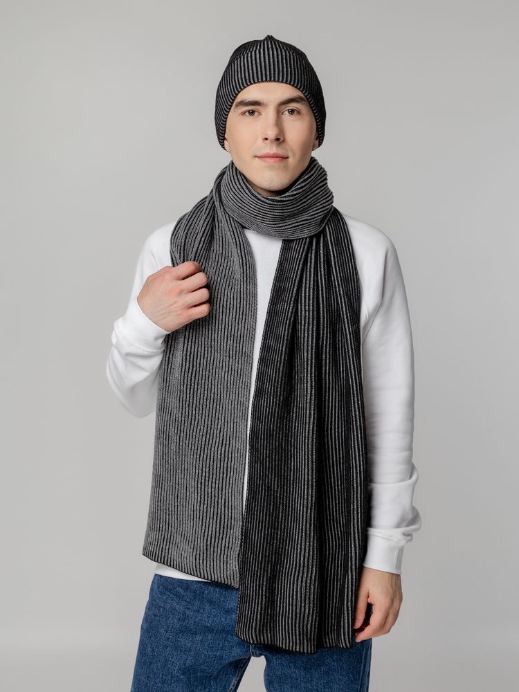 Шарф Nobilis, черный с серым меланжем — изображение 8