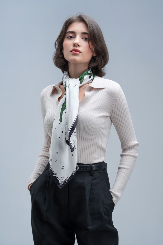 Платок шелковый Delicate, каллы — изображение 7