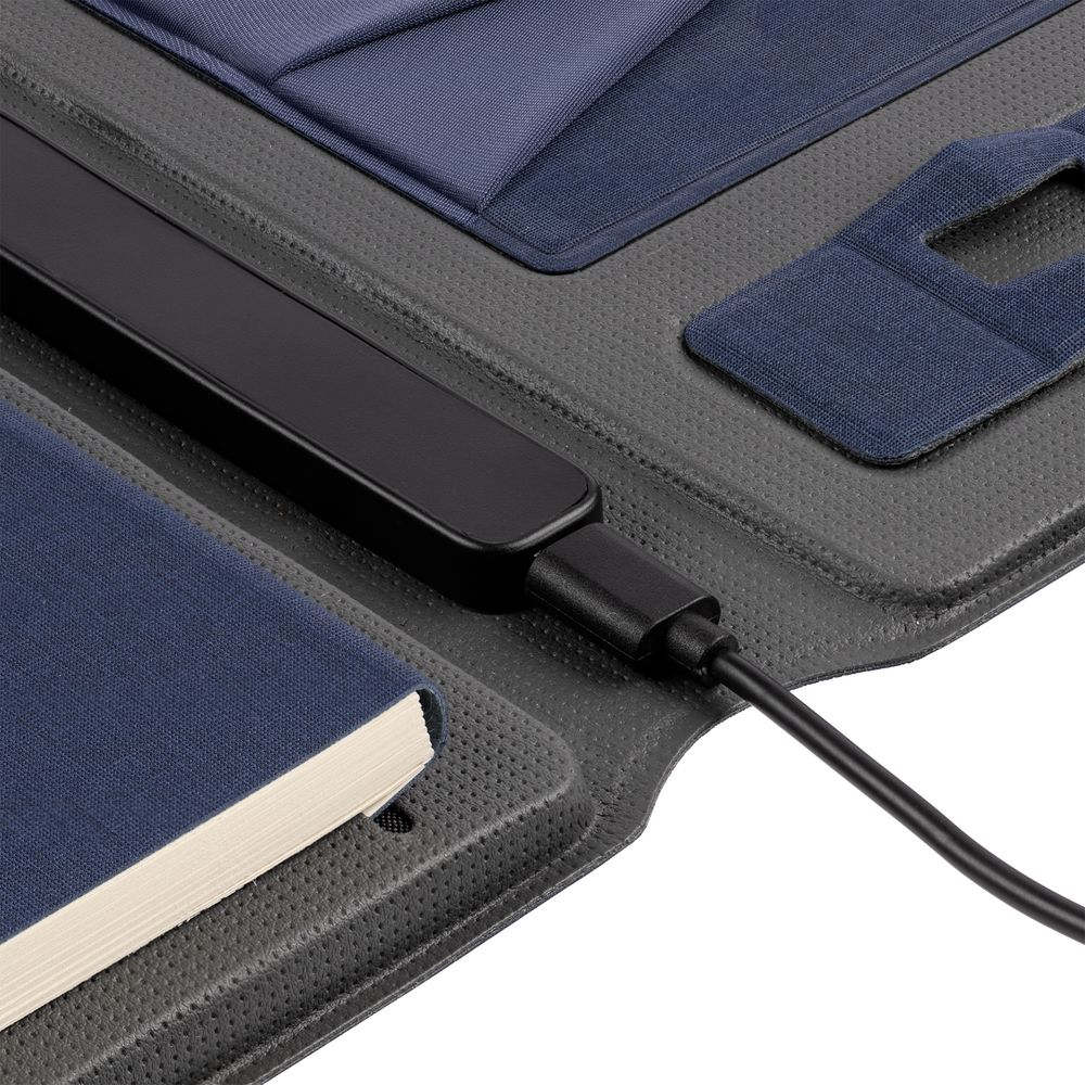 Органайзер с блокнотом и аккумулятором Oiro, синий — изображение 13