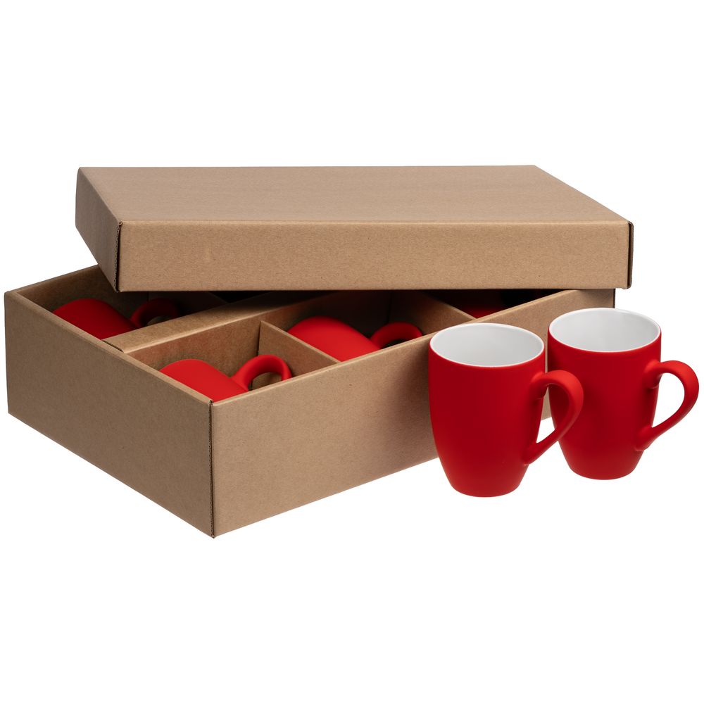 Набор кружек Good Morning c покрытием софт-тач, ярко-красный — изображение 4