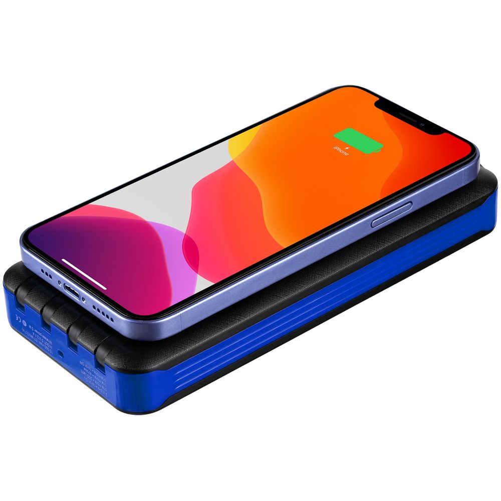 Аккумулятор с беспроводной зарядкой Holiday Maker Wireless, 10000 мАч, синий — изображение 5