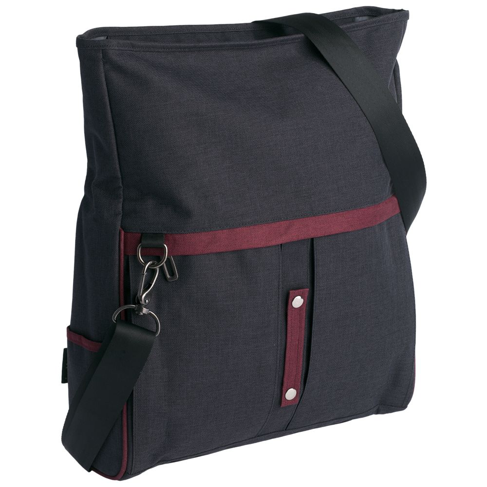 Сумка для ноутбука 2 в 1 twoFold, серая с бордовым — изображение 6