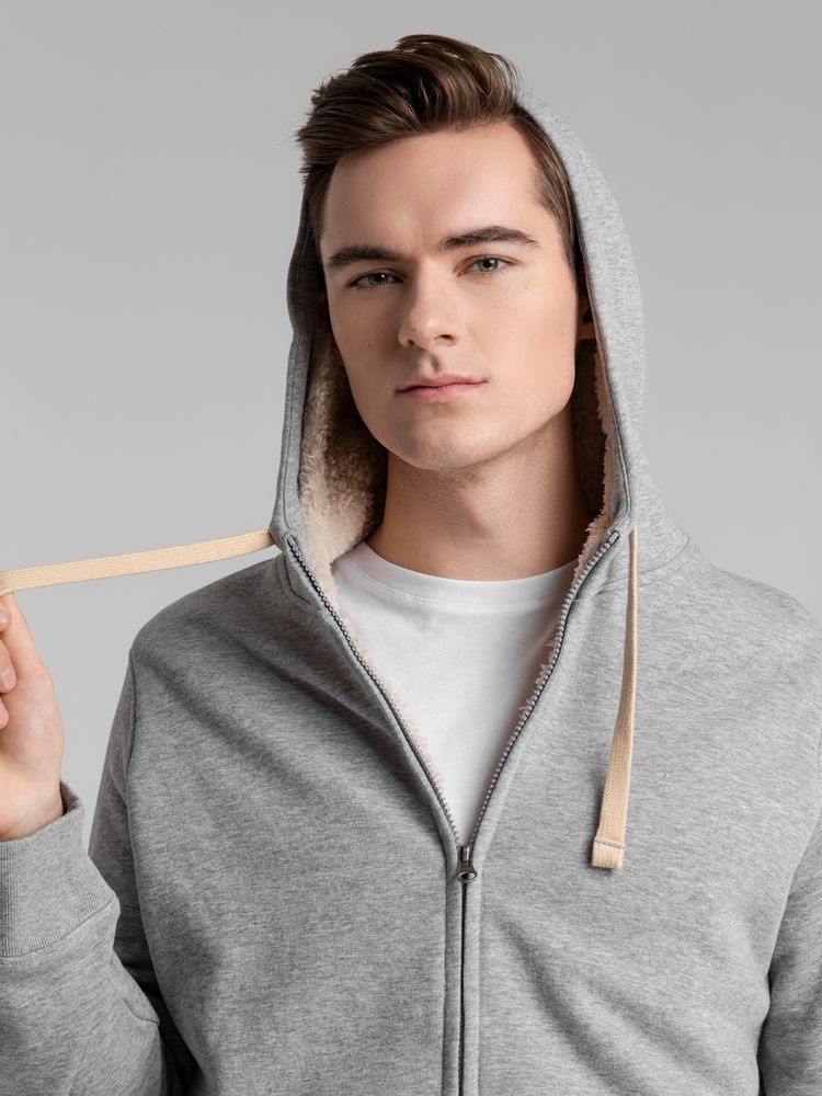 Толстовка унисекс на молнии Sherpa 280, серый меланж — изображение 12